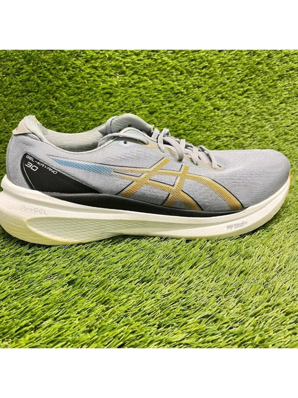 Asics Gel-Kayano 30 Mens Size 14 Gray Gold White Athletic Running Shoes Sneakers
